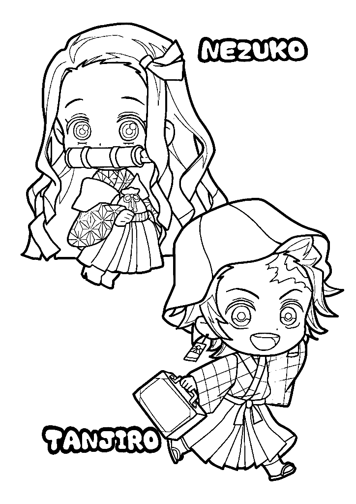 Nezuko And Tanjiro Kamado Demon Slayer Coloring Pages Coloring Cool 