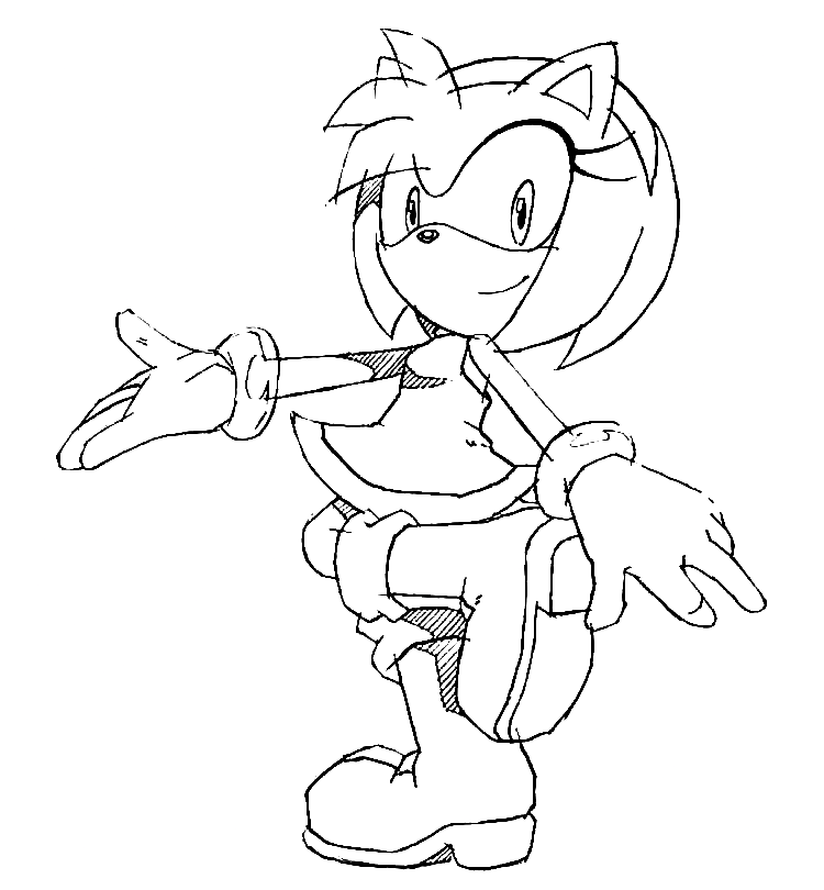 Amy Rose Dancing Coloring Page