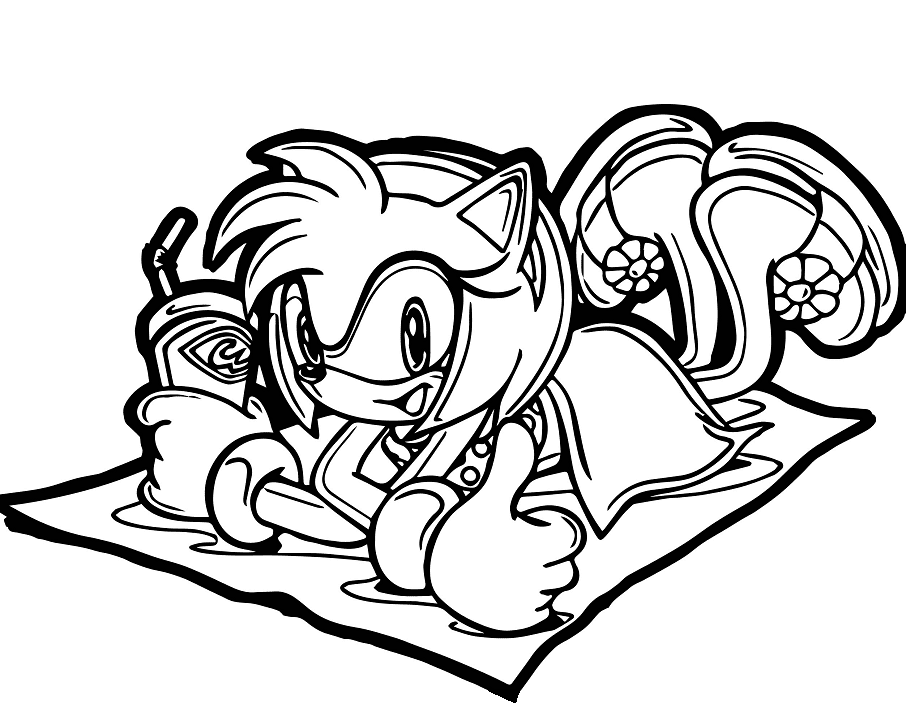 Amy Rose Relax Coloring Page