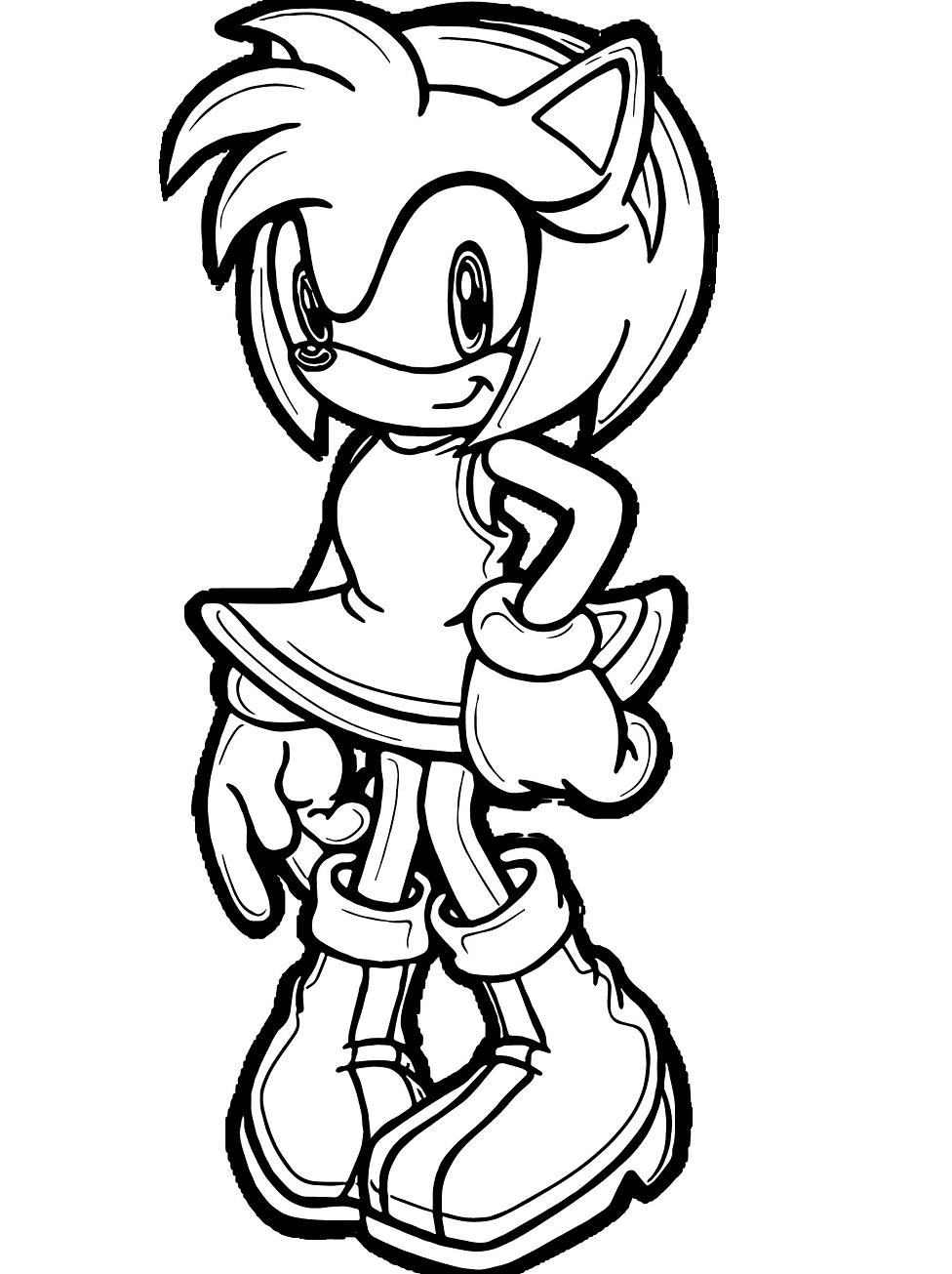 Curious Amy Rose Coloring Page. 