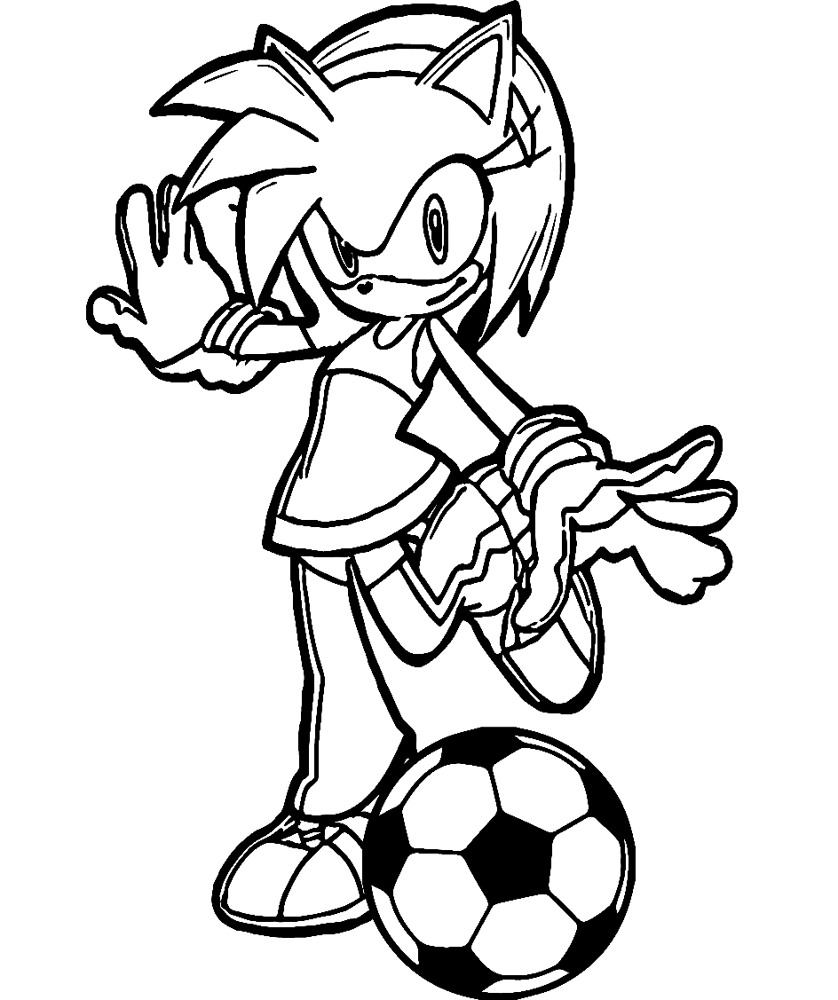 Amy Rose plays Soccer Coloring Page