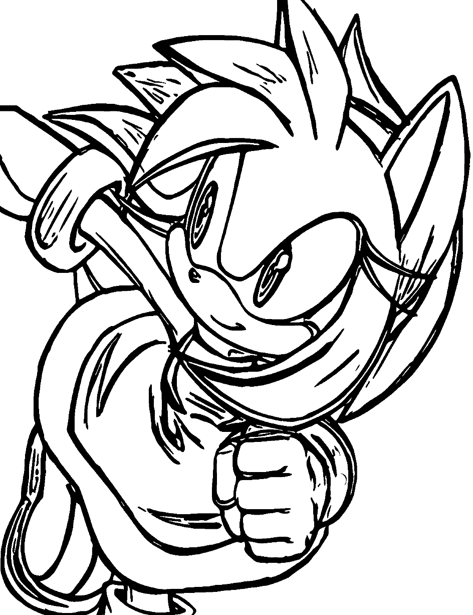 Amy Rose runs Coloring Page. 
