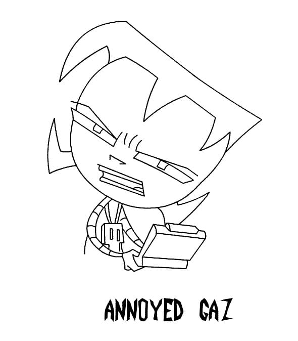 Annoyed Gaz from Invader Zim Coloring Page