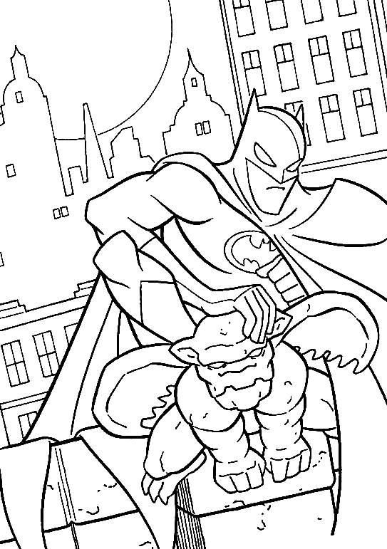 Batman en el techo de Batman Coloring Page