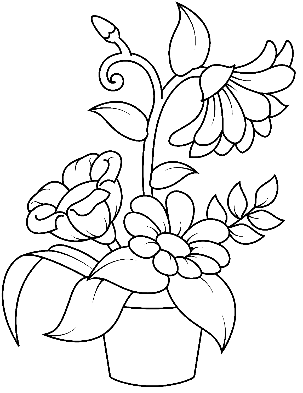 Beautiful Flower Pot Coloring Page
