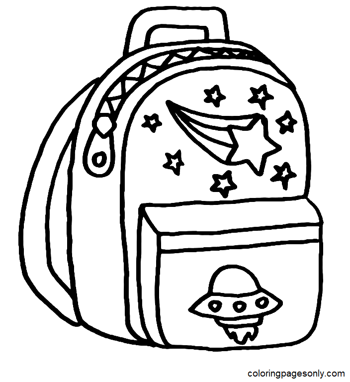 Beautiful School Backpack Coloring Page