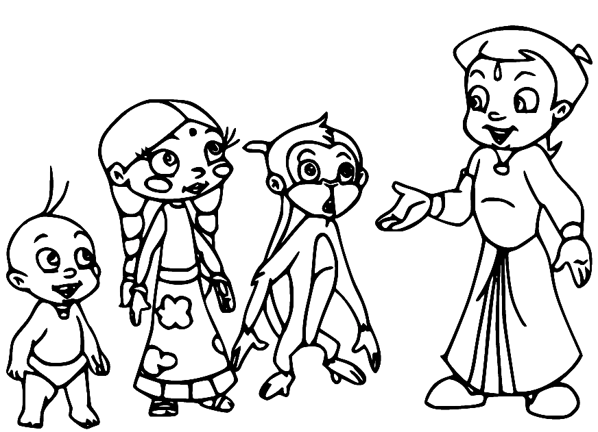 Bheem Talks to Others Coloring Pages