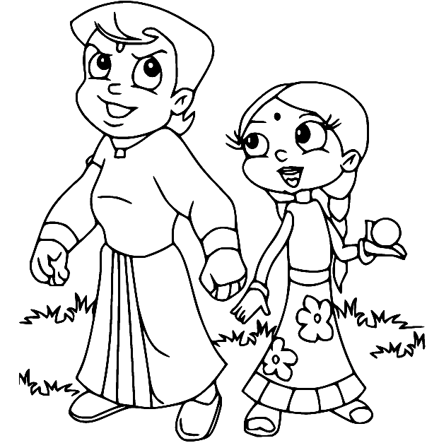 Bheem and Chutki Coloring Pages