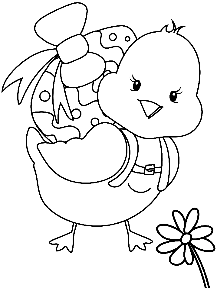 Bird with Easter Egg Coloring Page