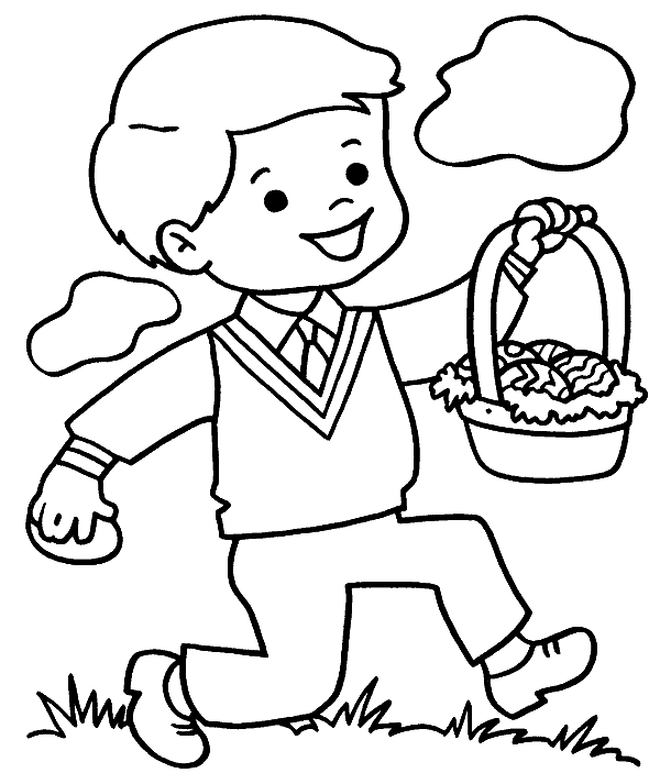 Boy with Easter Basket Coloring Pages