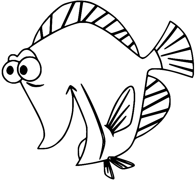 Bubbles Yellow Tang Fish Coloring Pages