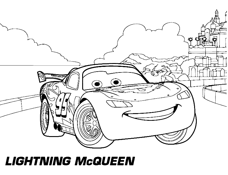 闪电麦昆 (Lightning McQueen) 的汽车闪电麦昆 (Lightning McQueen) In City A4 迪士尼