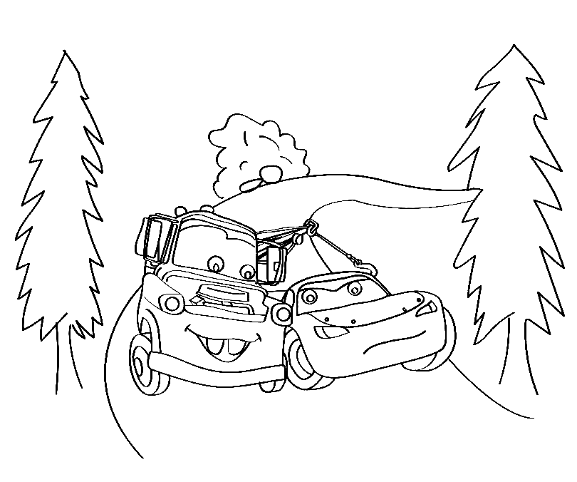 Cars The Lightning McQueen With Mater 16 Coloring Page