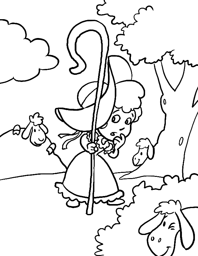 Cartoon Bo Peep Coloring Pages
