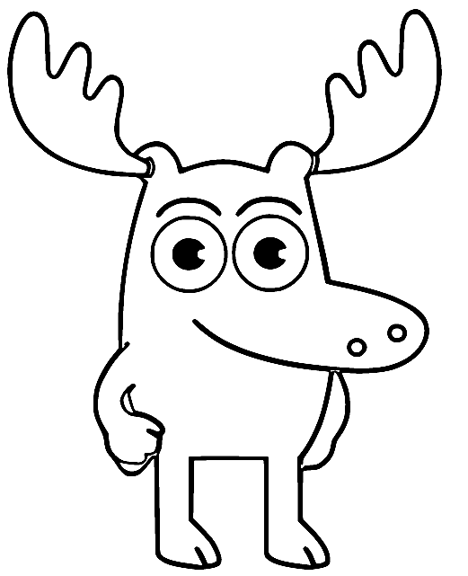 Cartoon Funny Moose Coloring Page