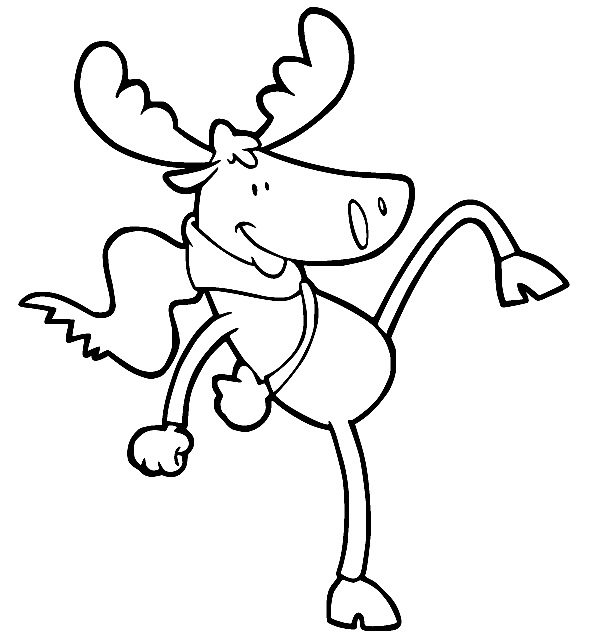 Cartoon Moose Jumping Coloring Page