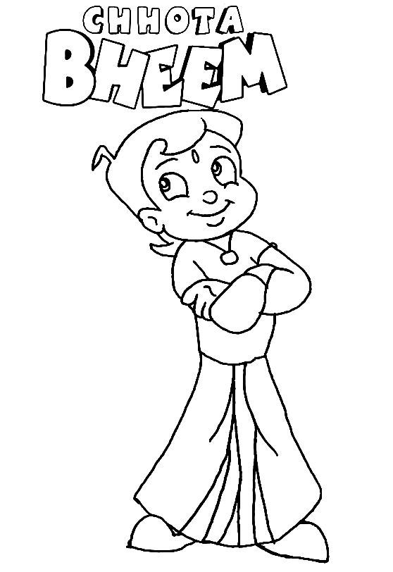 Chhota Bheem Smiling Coloring Page