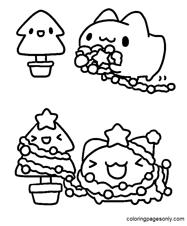Christmas Bugcat Capoo Coloring Pages