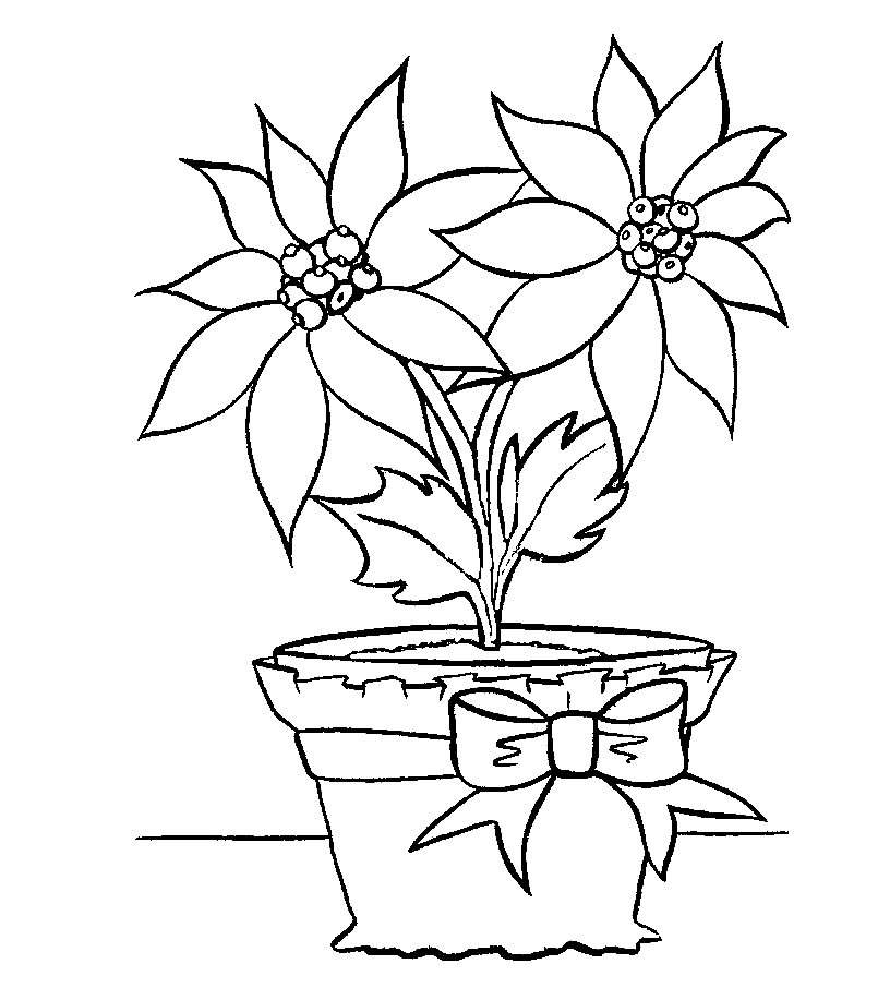 Christmas Flower Pot Coloring Page