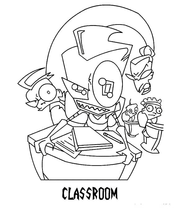 Classroom Invader Zim Coloring Page