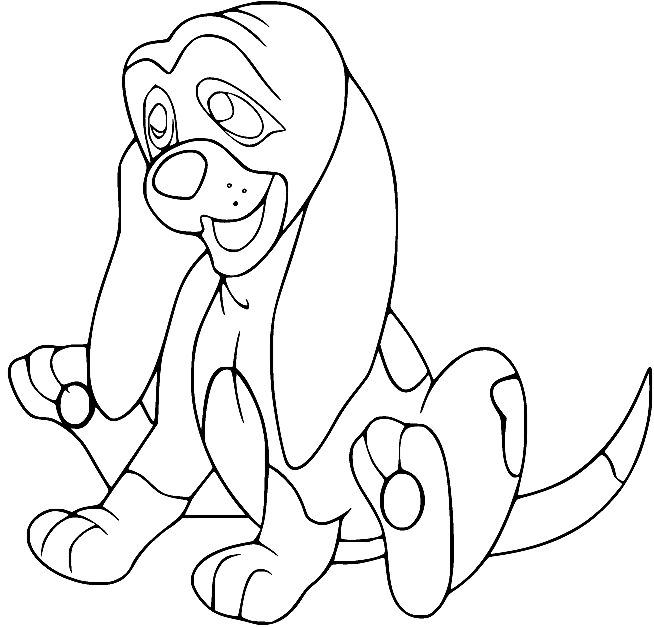 Copper Hound Sits Down Coloring Page