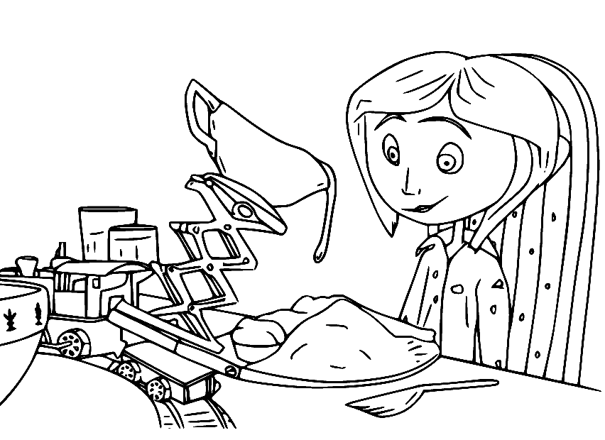 Coraline Having Lunch Coloring Page