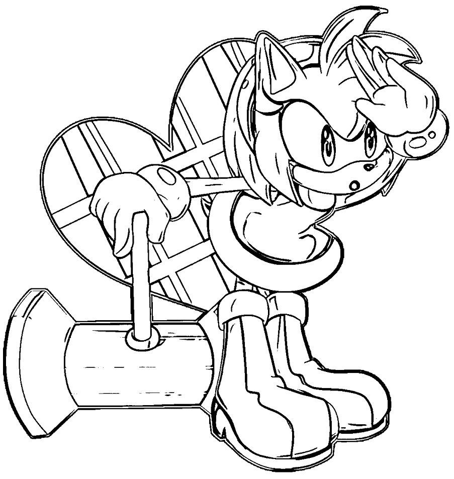 Curious Amy Rose Coloring Pages