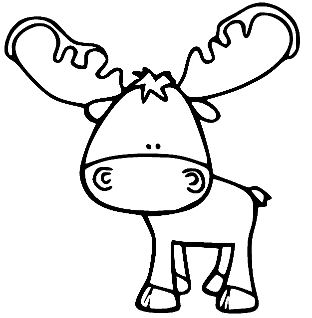 Cute Baby Moose Coloring Page