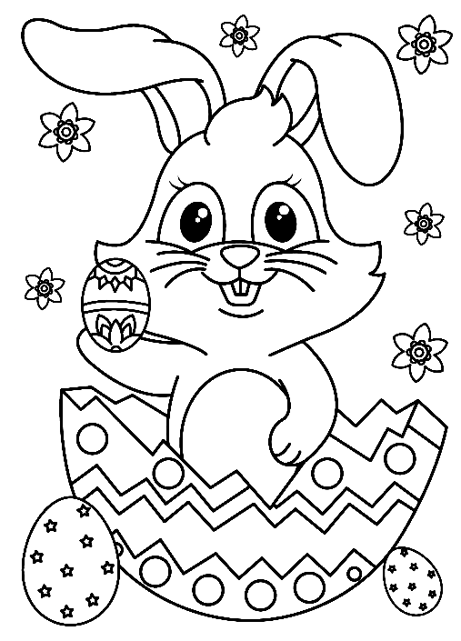 Cute Easter Bunny for Kids Coloring Page