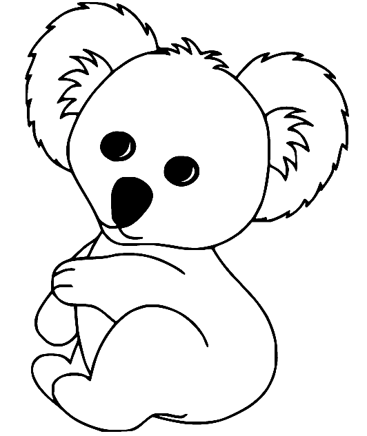 Cute Koala Sits on the Ground Coloring Page