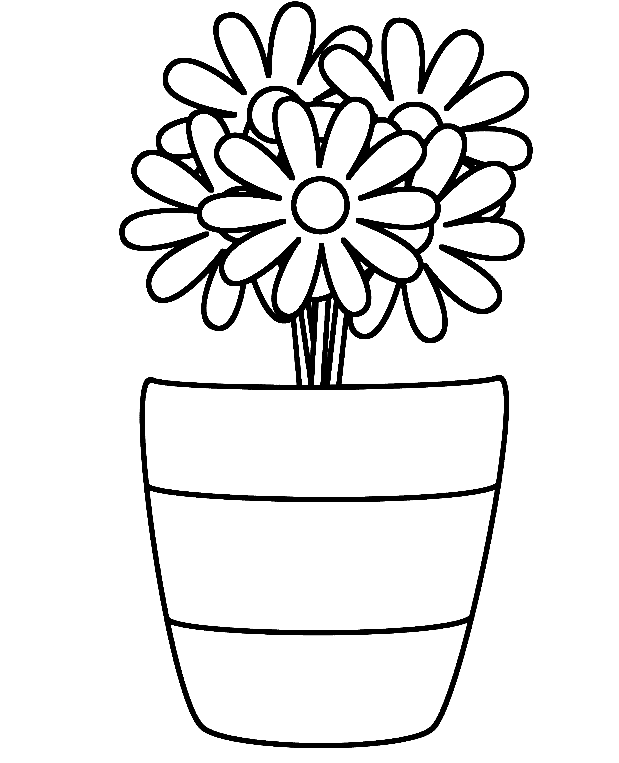 Daisy Flower Pot Coloring Pages