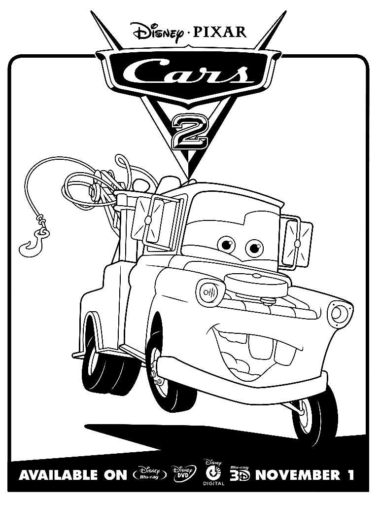 Disney Cars 2 Mater Kleurplaat