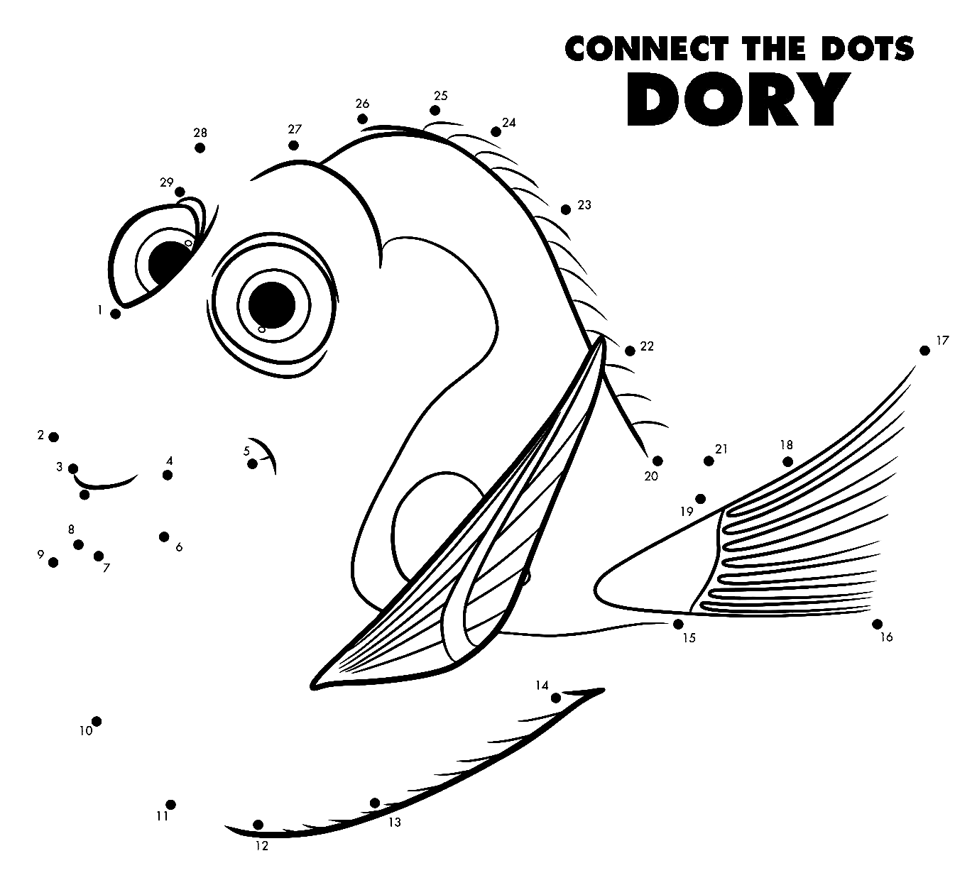 Dory Connect The Dots Coloring Pages