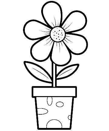 Simple Flowers in Vase Coloring Page · Creative Fabrica