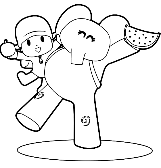 Elly and Pocoyo Coloring Page