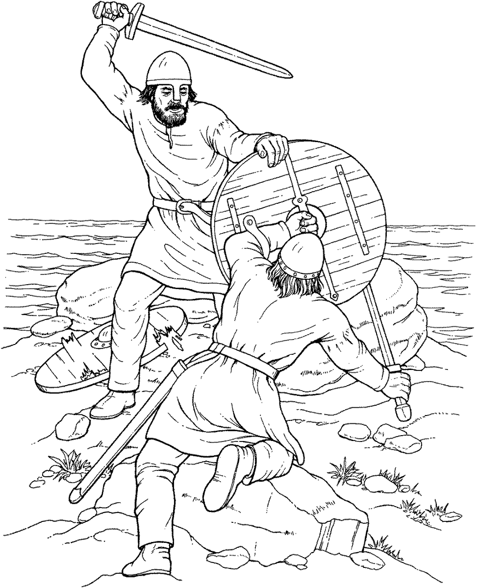 Fight Of Vikings Coloring Page