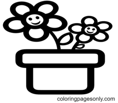 Flower Pot Coloring Pages