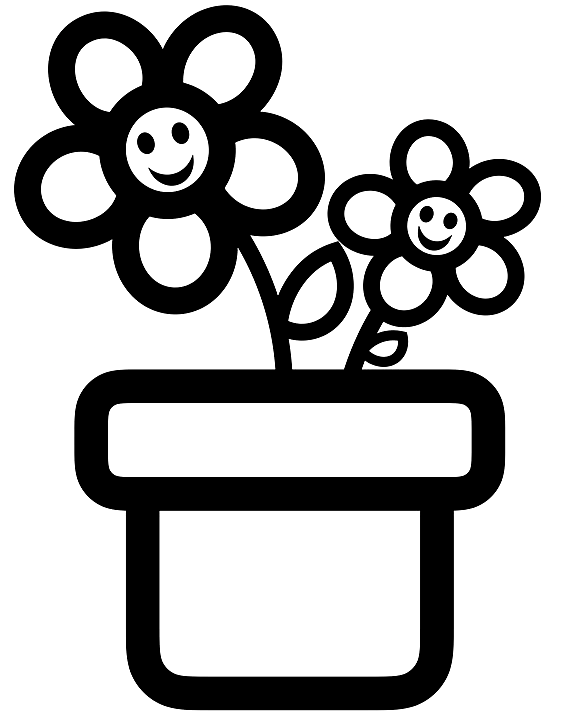 Flower Pot for Children Coloring Page