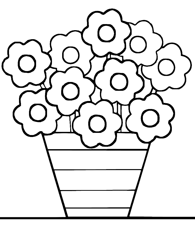 Free Printable Flower Pot Coloring Page