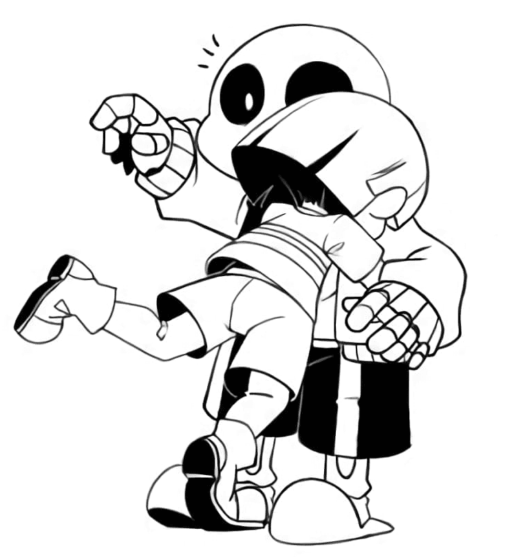 Frisk and Sans Coloring Pages
