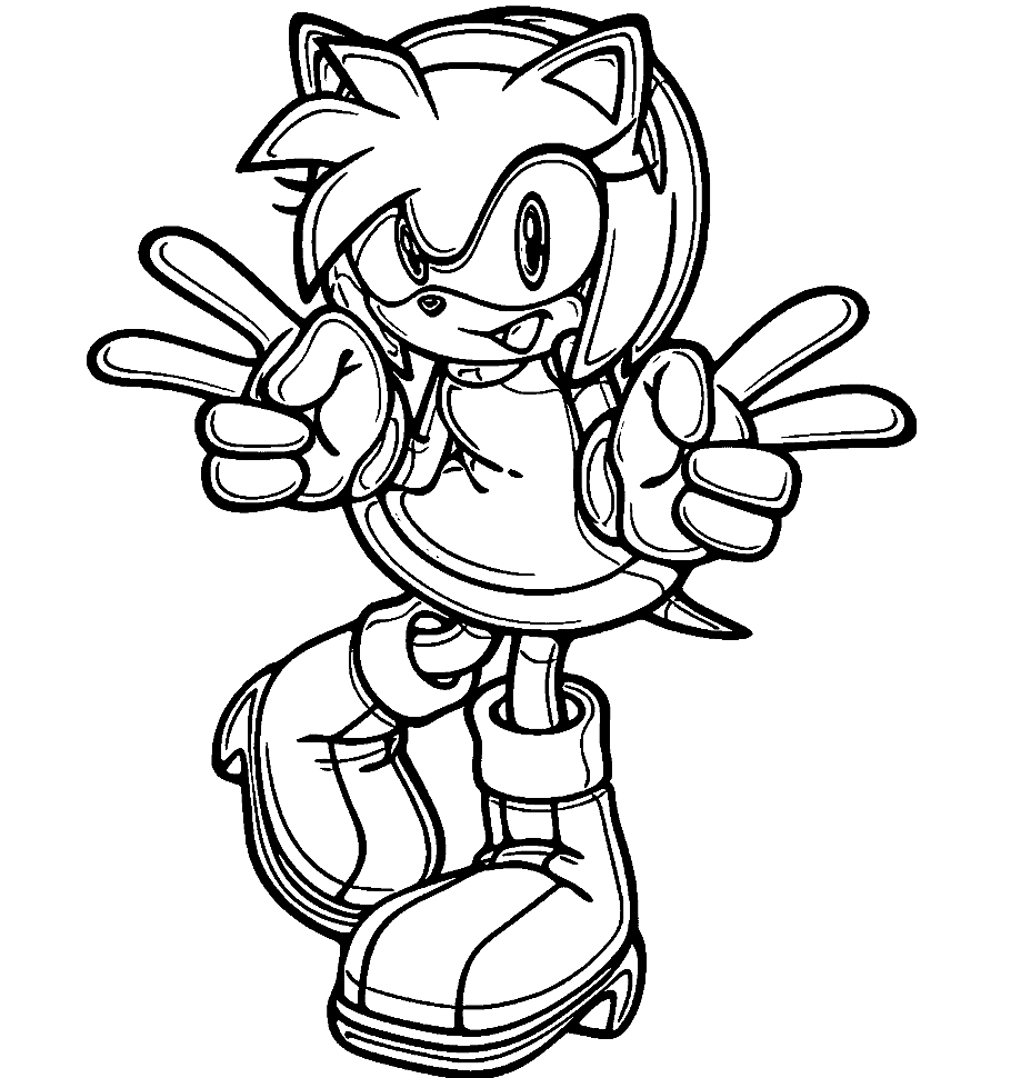Amy Rose From Sonic The Hedgehog Series Coloring Page - ScribbleFun
