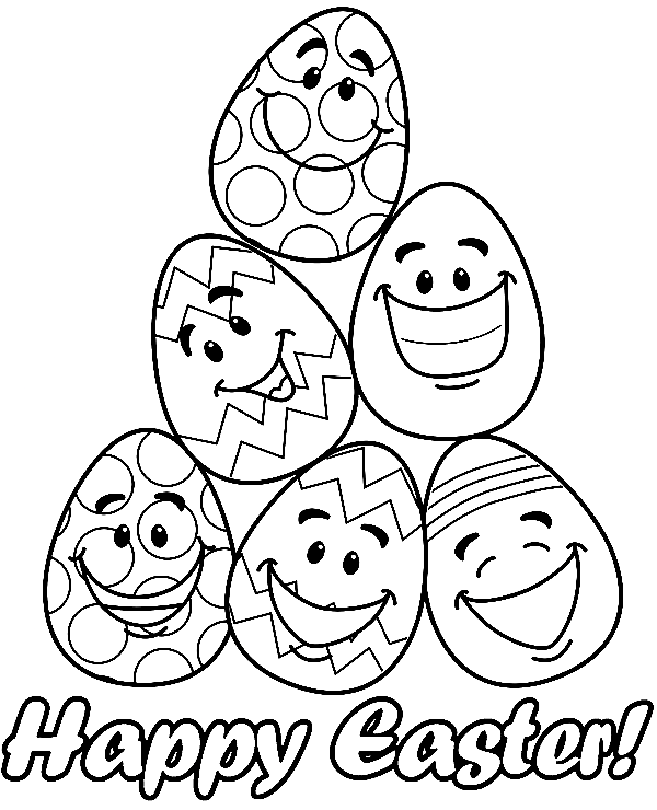 Funny Easter Eggs Coloring Page