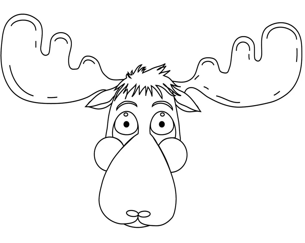Funny Moose Head Coloring Pages