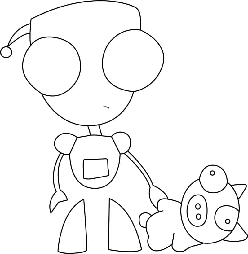 Gir and Toy Coloring Page