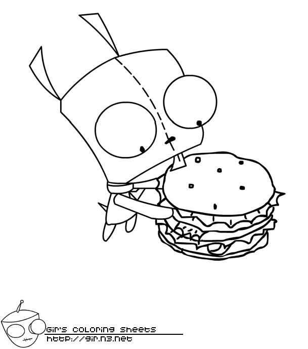 Gir with Burger Coloring Pages