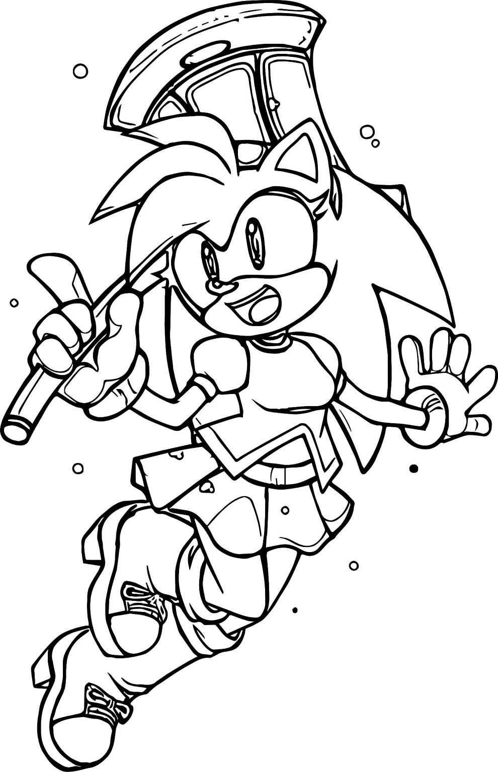 Desenhos para colorir da Amy Rose sorridente - Desenhos para colorir  gratuitos para impressão