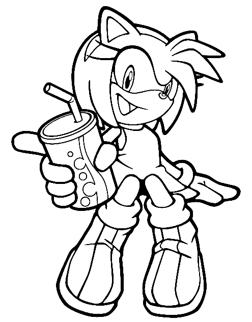 Happy Amy Rose Coloring Page