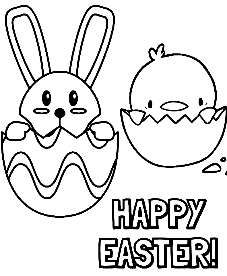 Joyeux lapin de Pâques et poussin de Easter Bunny