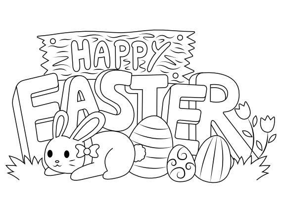 Happy Easter Sign Coloring Pages