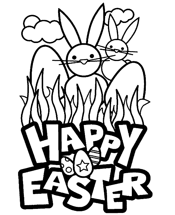 Happy Easter card Coloring Page